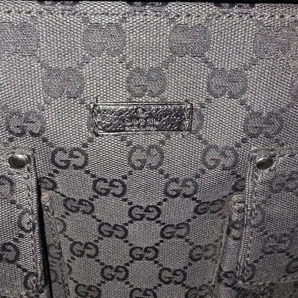 🚫SOLD🚫 | Gucci | Black Canvas GG Shoulder Tote W/ Leather Detail - Picture 12 of 17